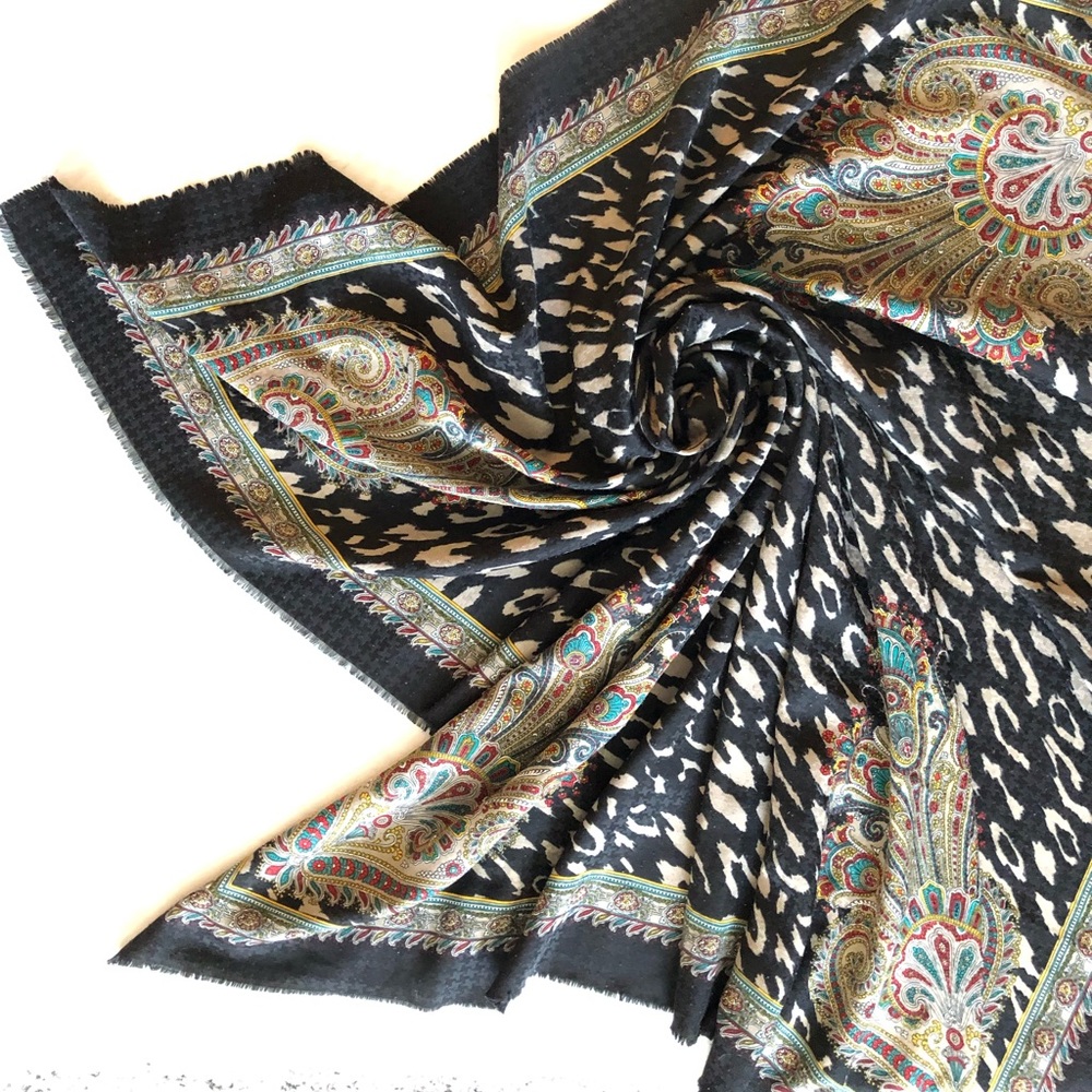 Leopard & Paisley Print Scarf